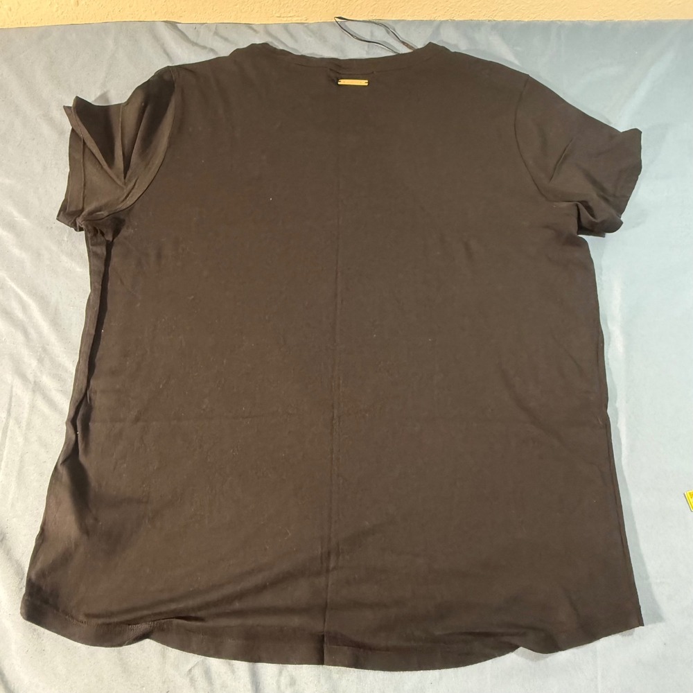 Michael Kors Womens Black Studded MK Logo High Low T-Shirt Small Cotton - Picture 7 of 8